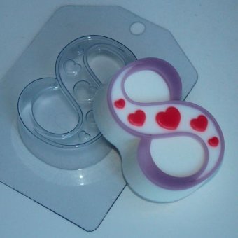 8 Марта Сердечки по диагонали пластиковая форма для мыла