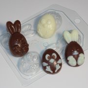 Кролик и цыпленок мультяшные (4 мини) пластиковая форма для мыла